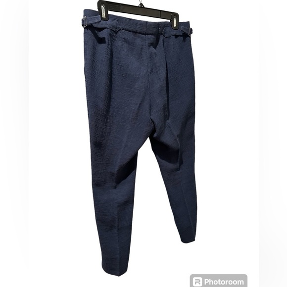 Thom Sweeney 100% Cotton Flat Front Pants in Navy, waist size 33 inches - Picture 4 of 10